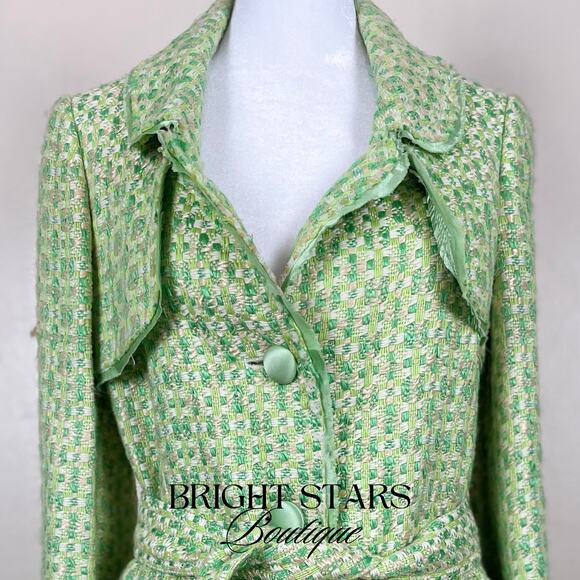 Rare Green Tweed Trench Coat As Seen On ASO Lorelai Gilmore Girls Vintage Y2K - Picture 7 of 11